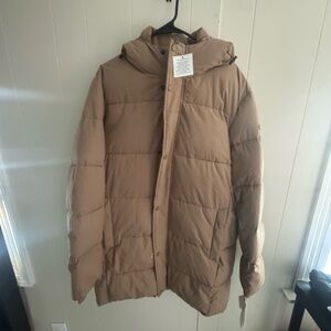 Calvin Klein Tan Puffer Jacket with Hood